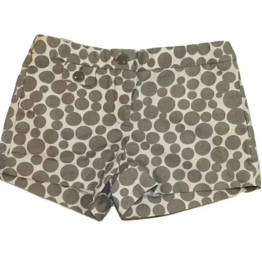J. Crew Womens Jubilee Shorts Gray Ivory Deco Dots Polka Dot Cotton Twill Size 2